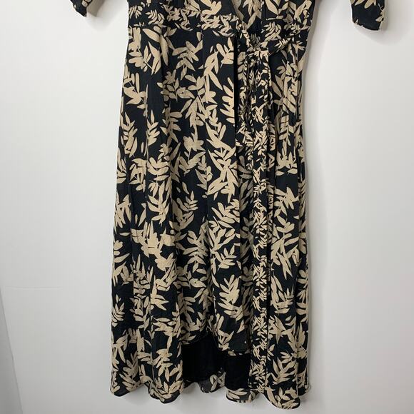 Ba&sh Tabby Wrap Dress Black & Beige Print Midi Length Womens Small - Picture 3 of 13